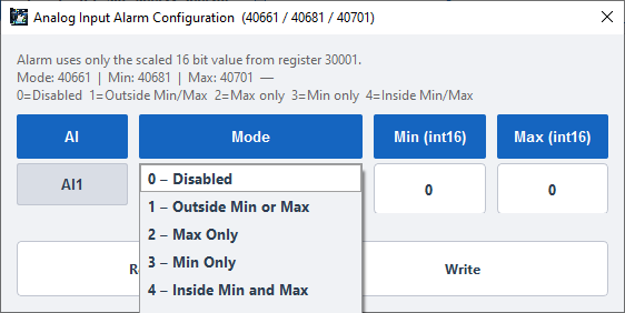 ALARM CONFIG