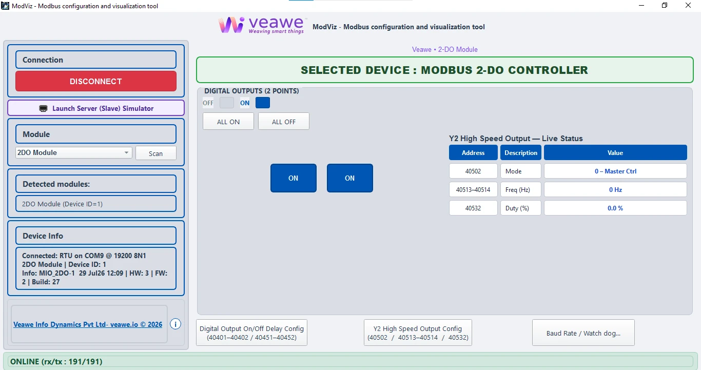 ModViz configuration and visualization tool - 2DO module control panel