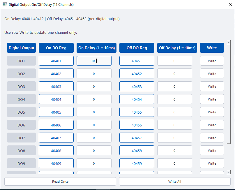 ModViz configuration and visualization tool - 12DI 12DO module control panel