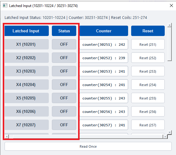 ModViz configuration and visualization tool - 24DI module control panel