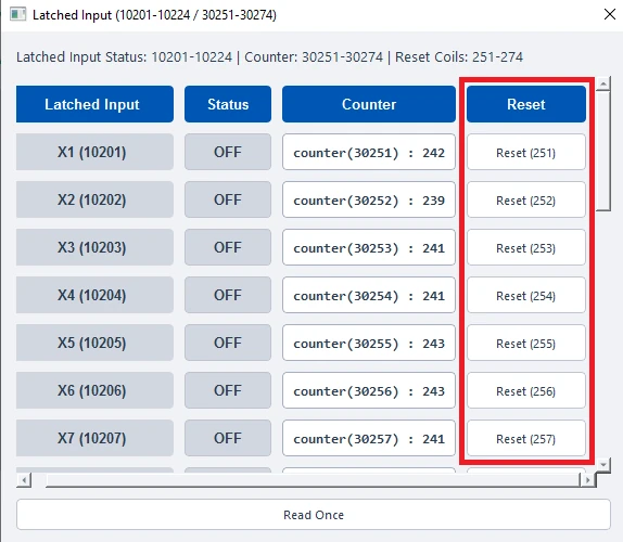 ModViz configuration and visualization tool - 24DI module control panel