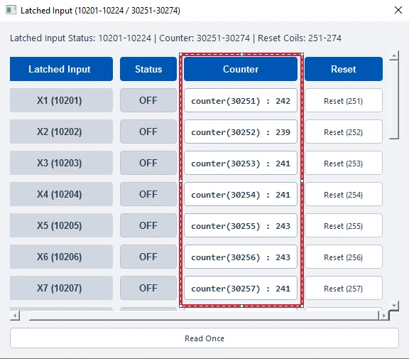 ModViz configuration and visualization tool - 24DI module control panel