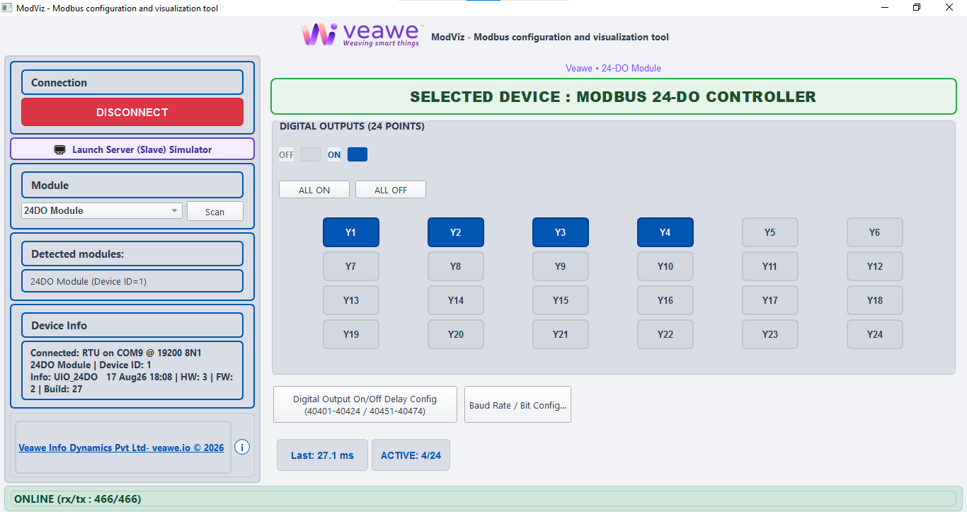 ModViz configuration and visualization tool - 24DO module control panel