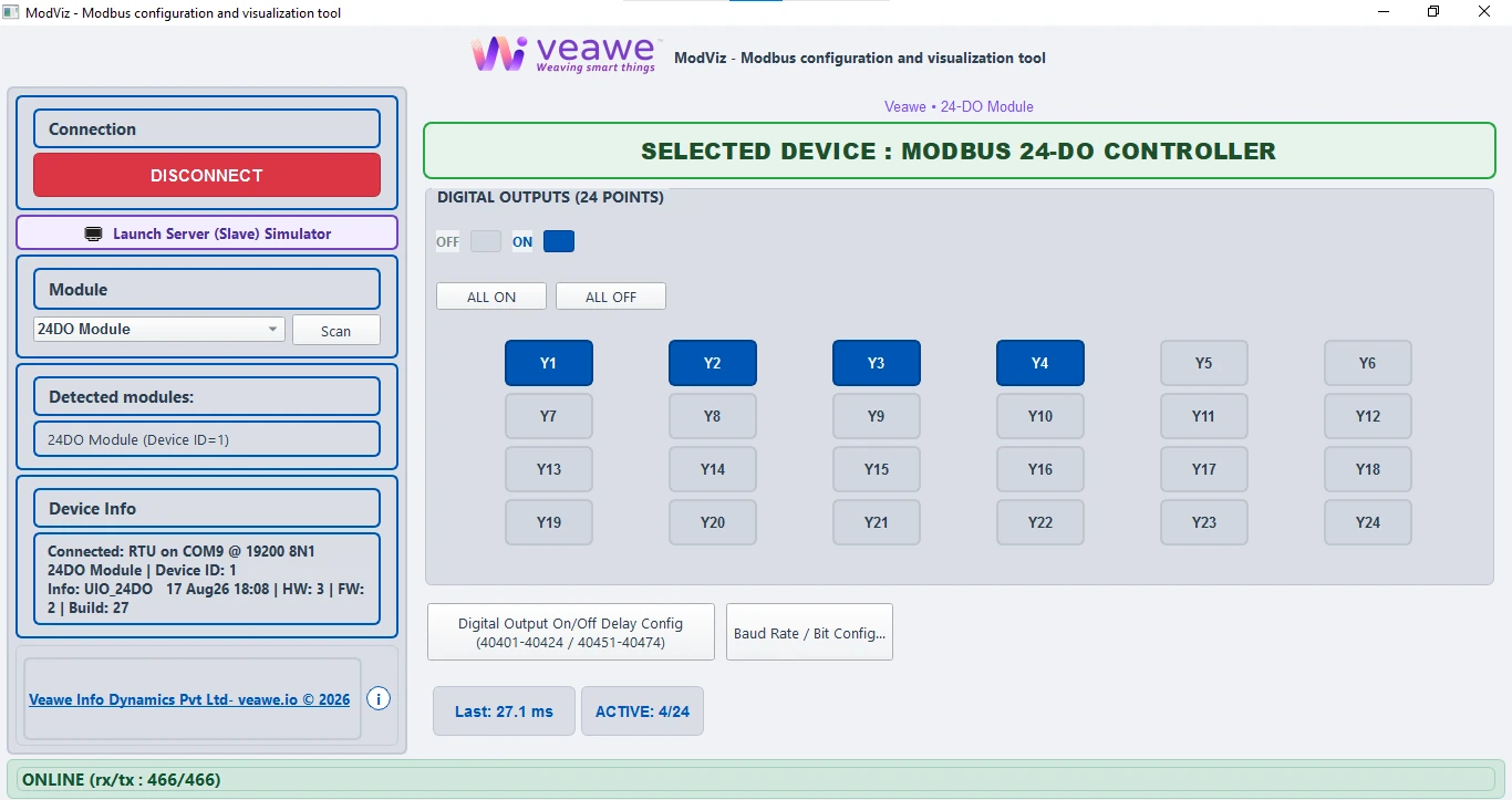 ModViz configuration and visualization tool - 24DO module control panel
