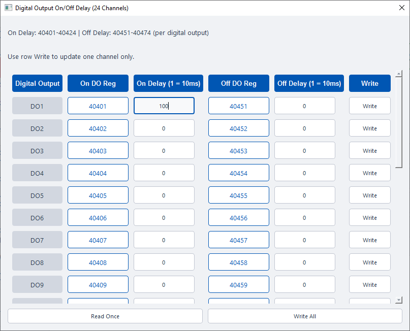 ModViz configuration and visualization tool - 24DO module control panel