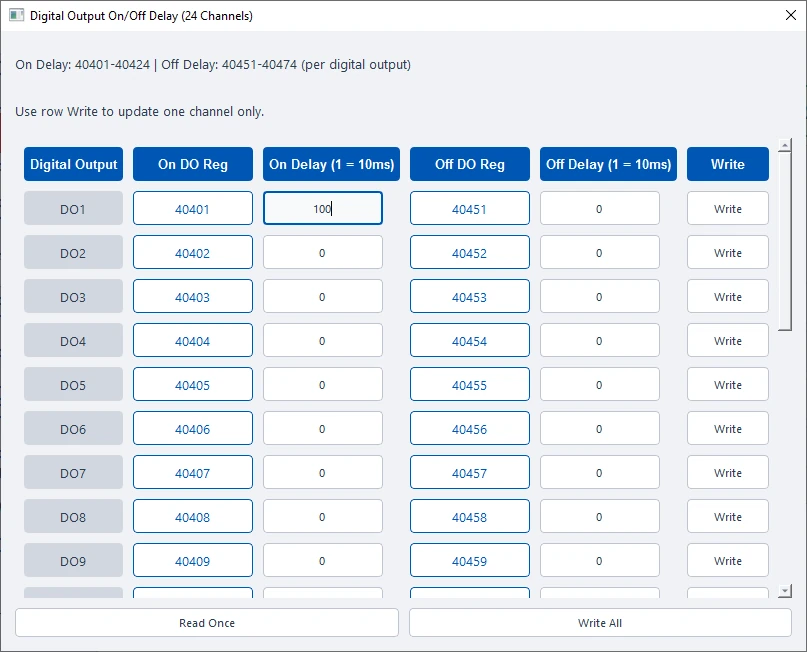 ModViz configuration and visualization tool - 24DO module control panel