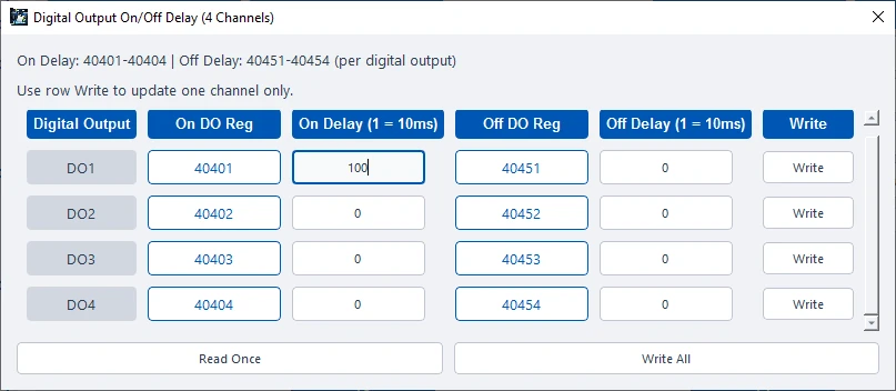 ModViz configuration and visualization tool - 4DI-4DO module control panel