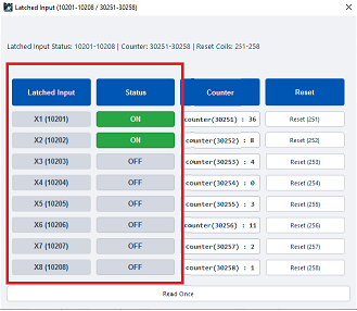 ModViz configuration and visualization tool - 8DI module control panel