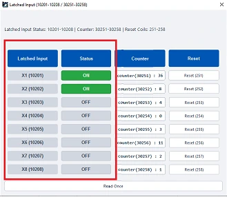 ModViz configuration and visualization tool - 8DI module control panel