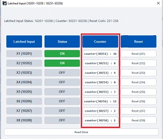 ModViz configuration and visualization tool - 8DI module control panel