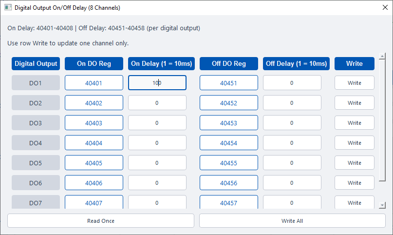 ModViz configuration and visualization tool - 8DO module control panel