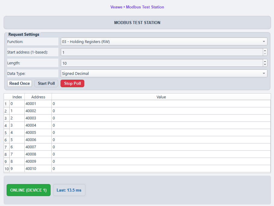 Free Modbus configuration tool

