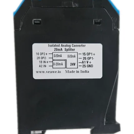 Veawe AC-20mA-2 Isolated 20mA splitter 35mm DIN rail mounting profile and side enclosure