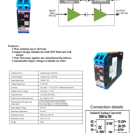 Veawe AC-300V-10V Isolated Analog Signal Converter 300V to 10V wiring screw terminals and electrical connections
