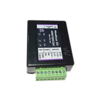 Veawe MIO-ISO-2DI 2 Channel Digital Input Modbus RTU RS485 Module perspective angle view