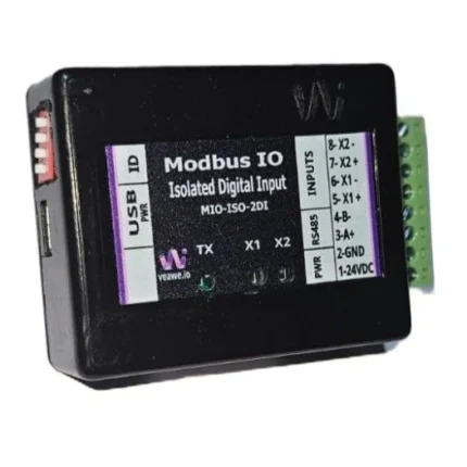 Veawe MIO-ISO-2DI 2 Channel Digital Input Modbus RTU RS485 Module front view