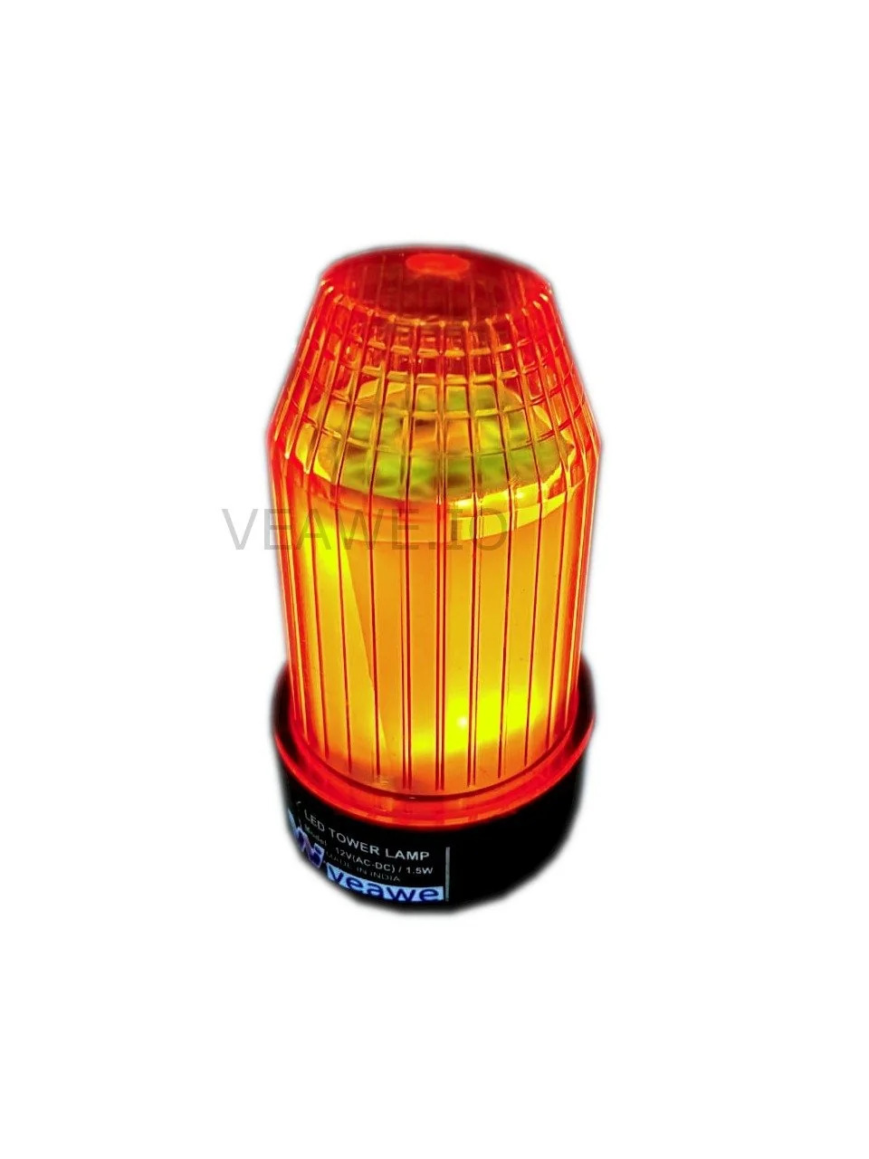 TWR-ORG-12V Industrial LED Tower Light Orange 12V AC/DC - Front View Veawe TWR-ORG-12V Industrial LED Tower Light Orange 12V AC/DC front view
