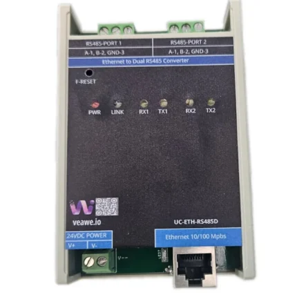 Veawe UC-ETH-RS485-D Ethernet to Dual RS485 Converter front view