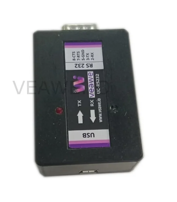 UC-RS232 USB to RS232 Converter - Front View Veawe UC-RS232 USB to RS232 Converter front view