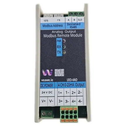 Veawe UIO-4AO-20MA 4CH Modbus to 20mA Analog Output - UIO-4AO front view