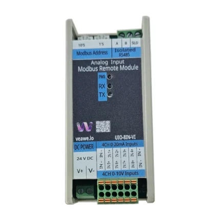 Veawe UIO-8IN-VI 8 Channel 20mA & 10V Modbus Input Module front view